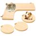 4 Pcs Hamster Wooden Platform L-shaped Large Platform Natural Wooden Parrot Round Standing Board Rat Activity Chinchilla Bird Cage Accessories for Squirrel Gerbil Chinchilla Dwarf Hamster (L)