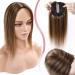 Elailite hair part real hair topper clip in toupet women silk base clip in extensions hair extension 130% dense remy silk base smooth 45cm 57g #4/27 medium brown & dark blonde