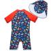 BONVERANO Baby Boys Swimsuit UPF 50+ Short-Sleeve One Piece Swimwear 2-3 Years Colorful Cray - Buy Online on GoSupps.com