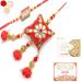 Ghasitaram Gifts Rakhis Online- Roses of Galore Bhaiya Bhabhi Rakhi with 200 GMS of Kaju katli and 200 GMS of Soan Papdi