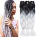 Tess Braids Extensions 60 cm 3 pack jumbo braids Kanecalon Kunsthaar for single-laid box braids hair extension braid 100g/bundle ombre hair braids extension (3 pieces #26 white/black) 60 cm (3 pieces) #26 white/black