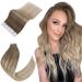 Easyouth Tape in Extensions Real Hair Blond Tape In Hair Extensions of course tape in real hair Extensions balayage ash brown Platin blonde and ashblond mix 18 inch 50g 20 pieces #8/60/18 45 cm 1-5 #8/18/60