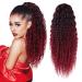 YIBANG Red Ruby Burgundy Hair Extensions Ponytail- Drawstring Long Curly real natural hair fake weave ponytails for black women Clip in Ponytail Extensions Blonde Drawstring Ponytail for Black Women Ombre Bug Red 18  C...