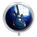Round Pill Box Blue Guitar Print 3 Compartment Medicine Pill Case Print Pill Organizer Decorative Metal Portable Pill Box Pocket Pill Box