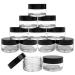 Beauticom 12 Piece 20g/20ml USA Acrylic Round Clear Jars with Lids for Lip Balms, Creams, Make Up, Cosmetics, Samples, Ointments and other Beauty Products (Black Lid (Flat Top)) 12 Pieces Black