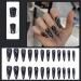JUSTOTRY Glitter Stiletto Fake Nails - 24 Pcs Long Black French Press on Nails with Beautiful Swirl Almond Patterns - Extra Long False Nails with Glue for Women's Nail Art - Buy Online on GoSupps.com
