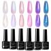 SUPWEE Pearl Gel Nail Polish Set 6 Colors Pearlescent Glitter Shimmer Drawing Mermaid Gel Polish Shell Swirl Thread Effect Soak Off UV Gel for Nail Art Manicure 184