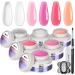 Morovan Builder Gel Nail Kit - 6 Colors UV Gel Set for Nail Extension | Clear & White Hard Gel with Forms Brush | DIY Nail Art Supplies for Beginners - Buy Online on GoSupps.com