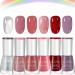 6-Piece Non-Toxic Water-Based Nail Polish Set: Quick-Dry Long-Lasting Nude and Red Shades with Bright Oil and Holographic Gel for DIY Nail Art at Home. No UV Required. Includes Purple Hue Pink series *6