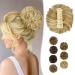 BARSDAR Claw Clip Messy Bun Hairpiece Clip in Hair Scrunchies Curly Synthetic Hair Bun Extensions for Women Ponytail Updo Hair Donut Chignon 16H613# Creamy Blonde With Sandy Blonde Highlights