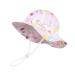 LANGZHEN Beach Sun Protection Hat for Baby Girls Adjustable Toddler Kids Hat Wide Brim Summer Play Hat with Chin Strap Flamingo-pink 6-12 Months