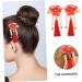 Beavorty 1 Pair hair accessories festival red hairpins new year red hairpins Chinese Style Hair Clips new year floral hair clips styling hair clips clip girl child tassel Acrylic - Buy Online on GoSupps.com