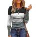Long Sleeve Shirts for Women Fitted, Womens Ribbed Knit Henley T-Shirt Long Sleeves Tunic Lace Tops Slim Fit Blouse Tee Tunic Medium Grey