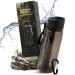Water filter bottle outdoor water filter bottle with 1500l filter capacity i removes 99.99% of all bacteria and germs filter for hiking camping survival trip (650ml) (black)