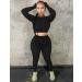 Kaximil Women's Workout Tracksuit Set - Long Sleeve Crop Top & High Waist Legging Pants - X-Large Black - Buy Online on GoSupps.com