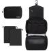 Cooja Wash Bag Hanging Toiletry Bag Men Women Travel Washbag with Hook & Handle 1 Toilet Bag + 2 Drawstring Bag Black