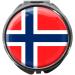 metALUm pill box with mirror round metal 3 compartments FLAG NORWAY #0021