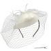 Umeepar Women's Pillbox Fascinator Hat Wedding Tea Party Hats with Feathers Veil Headband Clip One Size White