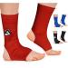 AQF MMA Ankle Support Muay Thai Foot Brace Guard Kick Boxing Sprains Achilles Tendon Pain Relief Protector Elasticated Breathable Compression Sleeve (Red L) Red L
