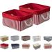 2 Pack Closet Canvas Fabric Storage Basket Storage Bins Organizing Baskets for Shelves, Closets, Laundry, Nursery, Decorative Baskets for Gifts Empty 30 x 20 x 13 cm (11.75 x 8 x 5 Inch) Solid Red & Red Stripe