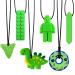 Sensory chewing chains 6 pieces made of food-safe silicone for children safe biting toys for boys and girls with toothing biting needs oral motor bake ring ADHD (green)