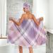 Shop Women's Towel Wrap Set of 3 - Adjustable Quick Dry Pastel Pink & Purple Tartan Plaid Spa Body Wraps - Buy Online on GoSupps.com