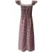Lcziwo Women's Boho Square Neck Floral Maxi Dress - Wine, X-Large - Buy Online on GoSupps.com