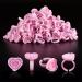 Glue Rings INFILILA Glue Rings for Eyelash Extensions 100PCS Disposable Rings For Lashes Lovely Heart Shape Lash Fan Blossom Glue Cups Lash Extension Supplies Lash Supplies for Eyelash Extensions pink