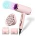 Hair Dryer with Diffusion Brush Comb Accessory 1800W Powerful Output for Women's Thick Hair Pink