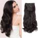 ZAIQUN Clip in Hair Extensions Straight Curly Wavy 4 Pieces Set Thick Clip in on Synthetic Hair Extensions Hairpieces for Women 18" 24" 24 Inch Curly 24"--Dark Brown