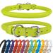 Collardirect round leather dog collar soft padded rolled handmade real leather collar for dog puppy cat small big black pink red purple blue lind green 18-20 cm