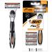 Bic Flex 5 Hybrid Razor - 1 Count Handle & 3 Count Cartridges PPackage - Pack of 3 Packages