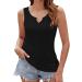 biJerou Women's Solid Color V-Neck Slim Sleeveless Vest Summer Fashion Casual Top Ladies Long Sleeve Loose M Black