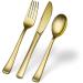 Plasticpro Disposable Heavy Duty Gold Plastic Forks - Pack of 40 Forks | Fancy Silverware for Catering, Events, Parties, and Weddings - Buy Online on GoSupps.com