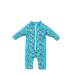 BONVERANO Baby Boys Swimsuit Toddler Bathing Suit Long-Sleeve Zipper One Piece Swimwear with UPF 50+ Sun Protection Lake Blue 3-6 Months
