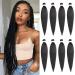 Xtrend 26 Inch EZ Braid 8 Packs Black Long Pre Stretched Braiding Hair Yaki Texture Braiding Hair for Crochet Hair Braids Hot Water Setting Synthetic Fiber Hair Extensions 1B# 26 Inch (Pack of 8) 1B#
