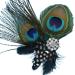 2PCS Butterfly Peacock Feather Hair Clip Pins with Pearl Rhinestones - Bridal Wedding Party Decor - Buy Online on GoSupps.com
