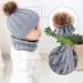 CheChury Toddler Hat and Scarf Set | Baby Warm Knit Pom Beanie Cap with Circle Loop Scarf | 1-3 Years - Grey - Buy Online on GoSupps.com