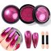 Rose Pink hrome Nail Powder Plum Metallic Chrome Powder Holographic Glitter Glazed Manicure Decoration Reflective Pigment for Nail Art Decoration (2 Jar)