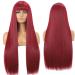 Seelaugh wig red long wig with pony 75 cm red smooth just long Wig with Fringes Kunsthaar W cken for women burgundy wig with bangs synthetic hair long Straight red wigs for women 75 cm red red 75 cm