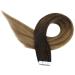 Ugeat Ombre Tape Extensions - Brown to Chestnut Brown & Gold Blond - 20 Pieces 40cm Remy Real Hair #2/6/12 & #2/6/10 - Buy Online on GoSupps.com