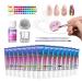 Infinite Gel Polish Mix Color Gel Nail Polish 16 Tubes Nail Polish Gel Primary Colors Cyan Magenta Yellow Black & 9 Intermediate Hues Glitter Powder 2 Nail Brushes UV Light Cured Variety Set for Pros a-15 Colors Variety Set