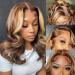 Highlight ombre Lace Front Wigs Human Hair Body Wave 13 4 HD Lace Front Wigs Human Hair Pre Plucked with Baby Hair 150% Denisty 9A Brazilian Virgin Ombre Body Wave Lace Front Wigs Human Hair (16 inch) 16 Inch Highlight