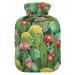 Hot water bottles with cover cactus flowers hot water bag for pain relief heat and cold therapy hot water bottle water bag 2 liters
