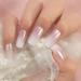 Medium Long Square Pink White Gradient Press on Nails | Full Cover Fake Nails for DIY Manicure | Christmas Nail Art Tips - Buy Online on GoSupps.com