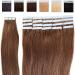 18" Tape in Hair Extensions 100% Real Human Hair Skin Weft Remy Hair Extensions 20 pieces 50g Natural Straight 06# Light Brown