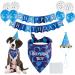 TCBOYING Dog Birthday Bandana, Dog Birthday Boy Hat Scarfs Flag Balloon with Cute Doggie Birthday Party Supplies Decorations(11-Piece Set) (Blue)