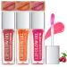 Plumping Lip Oil 3 Colors Hydrating Lip Gloss Tinted Lip Balm Nourishing Lip Glow Oil Lip Care Transparent Toot Lip Oil for Lip Care and Dry Lip(1 2 5)