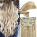 Eufficco Human Hair Lace Clip In Hair Extensions Thick Ends 20inch 120g Highlights Piano Color Dirty Blonde/Bleach Blonde Mixed Remy Hair Extensions Silky Soft Lace Backed Clip On Hair Extensions 20"-120g Dirty Blonde/Blea…