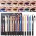 Dulele 12 Colors Shining Eyeshadow Stick Set Metallic Matte Eye Shadow Pearly Sparkle Glitter Eyeshadow Pencil Waterproof & Long Lasting Eye Liner Makeup